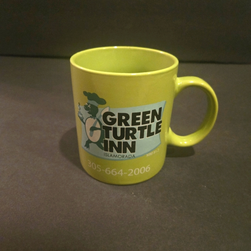 HTF VINTAGE GREEN TURTLE INN ISALAMORADA FLORIDA KEYS COFFEE MUG CUP